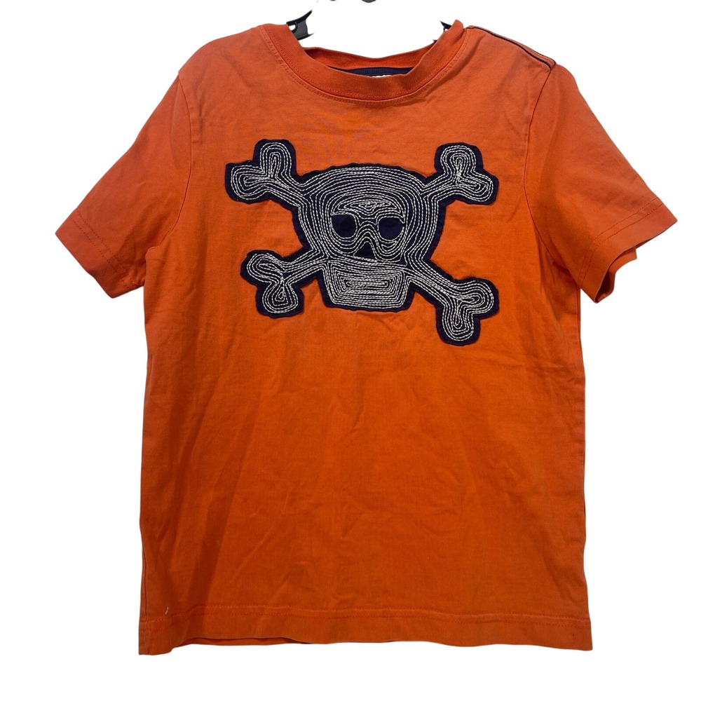 Hanna Andersson Orange Cotton Skull & Crossbones Graphic‎ Tee Kids